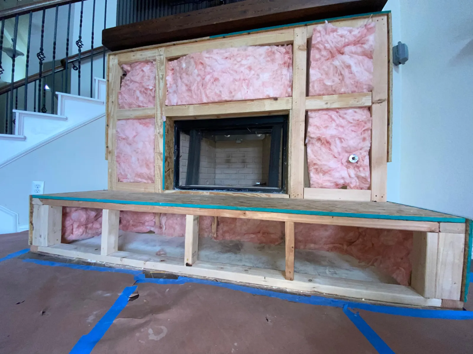 Outdoor fireplace under construction