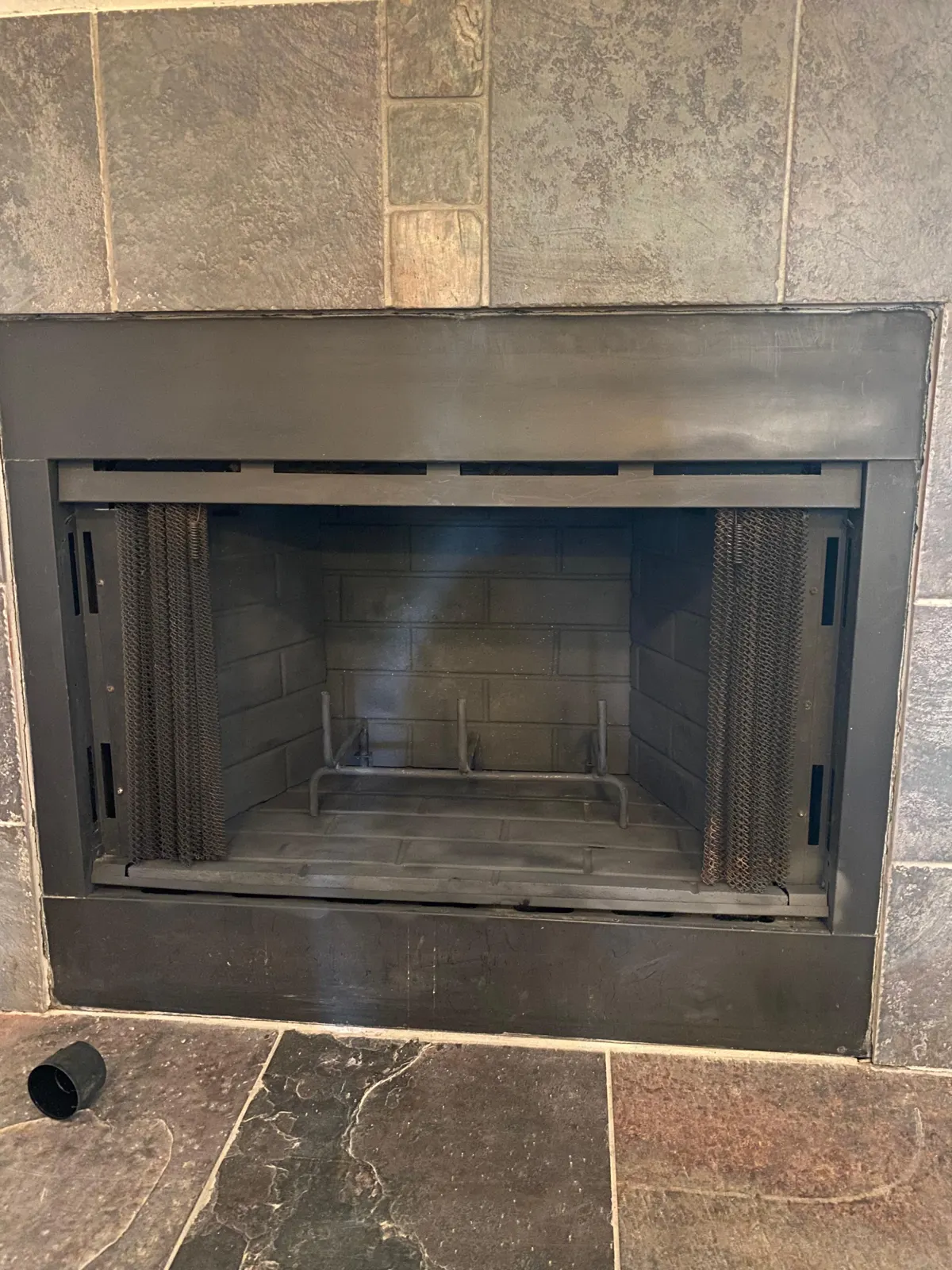 Fireplace insert opened for service